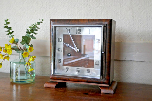 Vintage art deco wooden mantle - art,