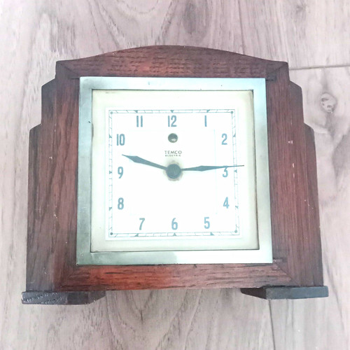 Temco wooden mantel clock - wooden,